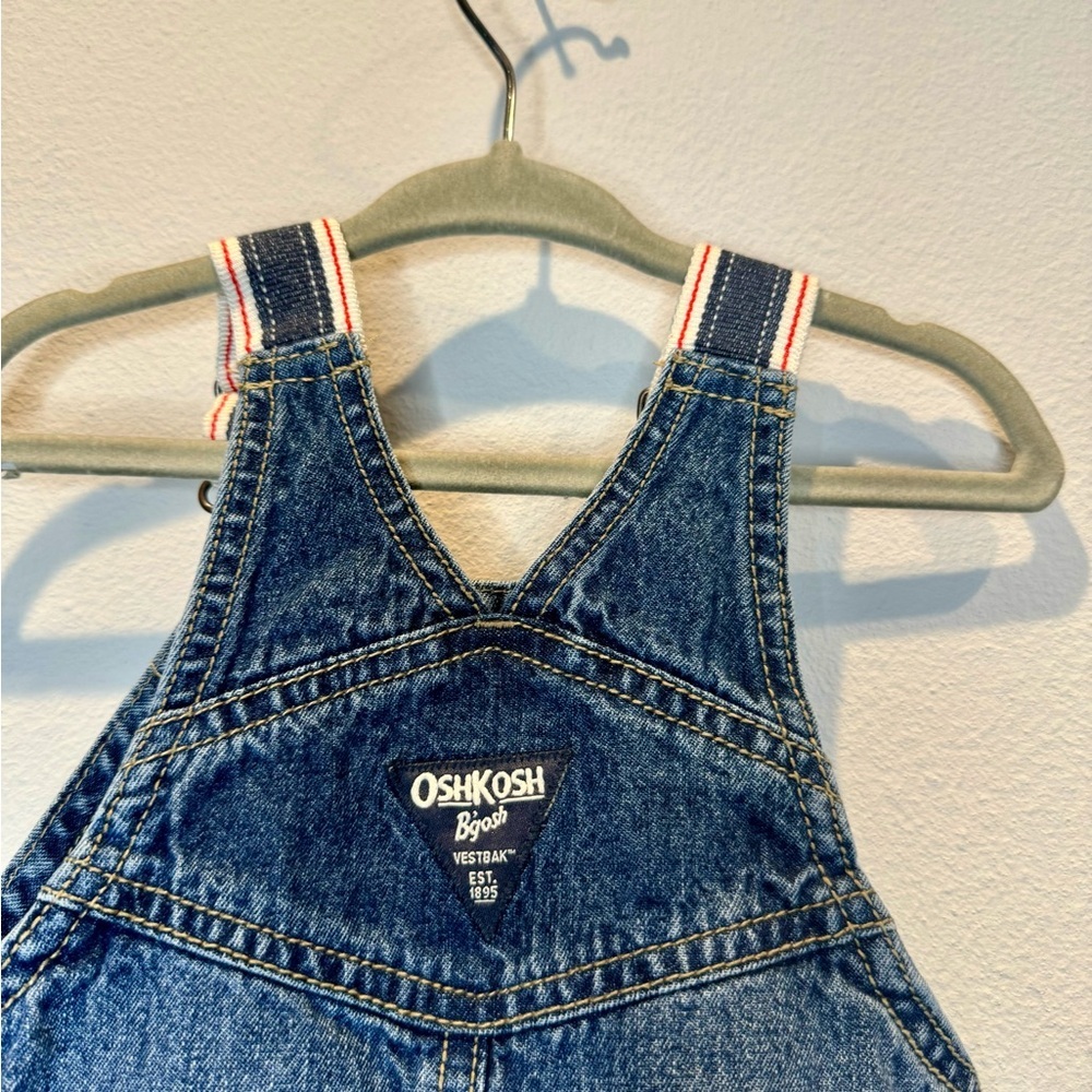 Osh Kosh B’Gosh Baby Short Overalls | EUC | 9mo | Denim | Pockets | 100% cotton - Picture 14 of 16